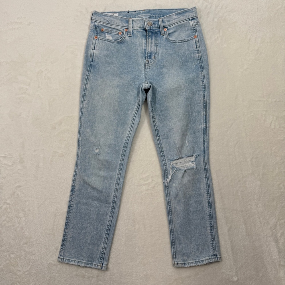Gap Jeans Womens 27 4P Light Blue Vintage Slim Mid Rise Distressed Raw Hem Denim